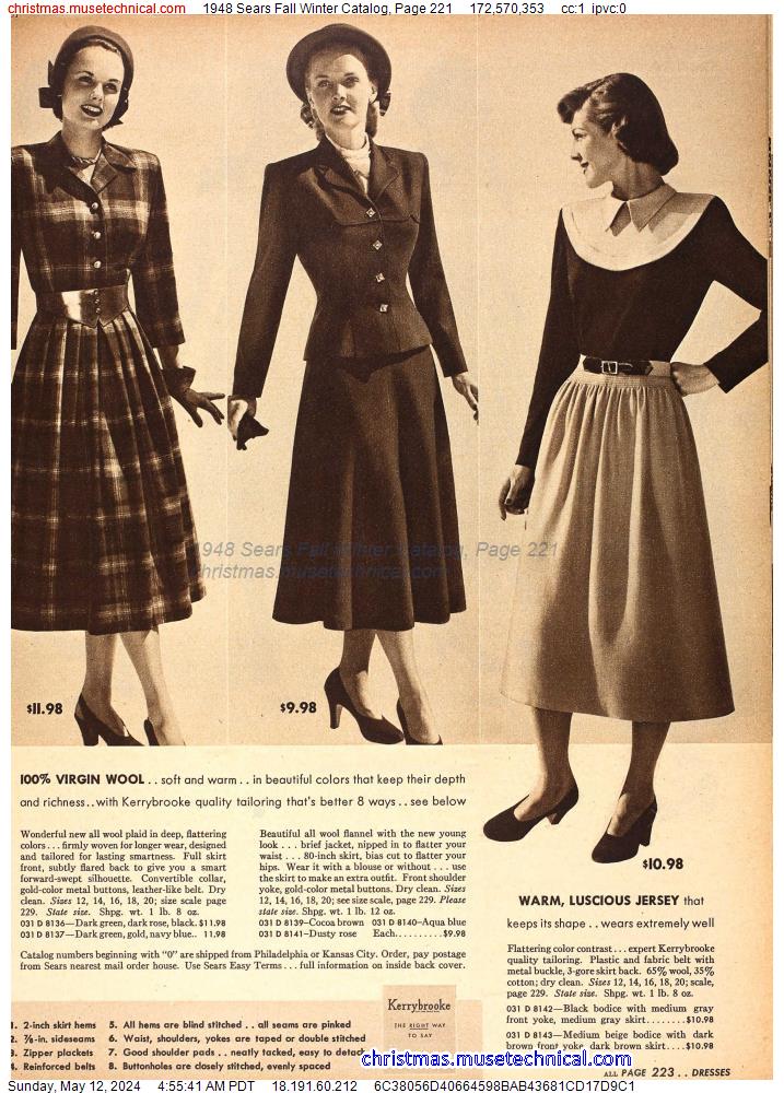 1948 Sears Fall Winter Catalog, Page 221