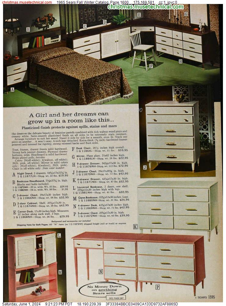 1965 Sears Fall Winter Catalog, Page 1600