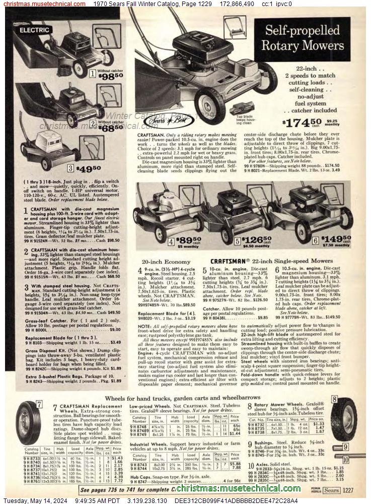 1970 Sears Fall Winter Catalog, Page 1229