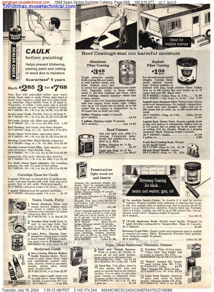 1968 Sears Spring Summer Catalog, Page 698