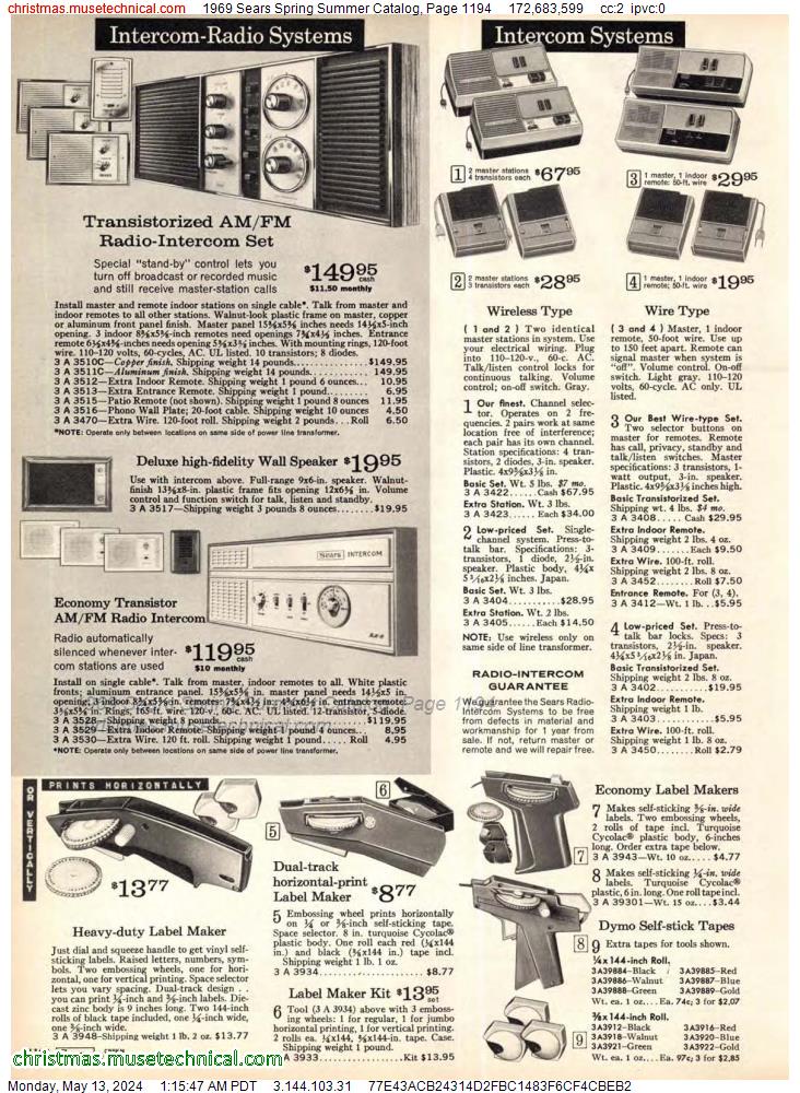 1969 Sears Spring Summer Catalog, Page 1194