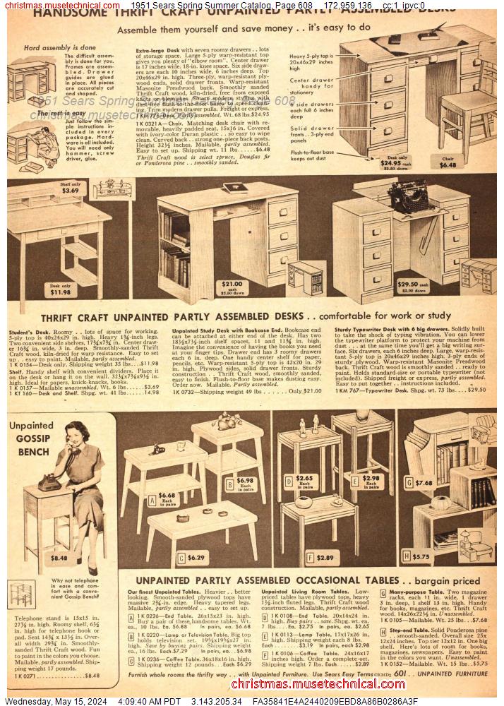 1951 Sears Spring Summer Catalog, Page 608