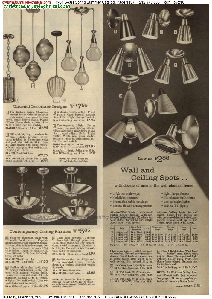 1961 Sears Spring Summer Catalog, Page 1187