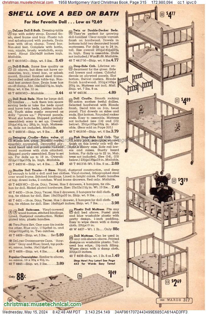 1958 Montgomery Ward Christmas Book, Page 315