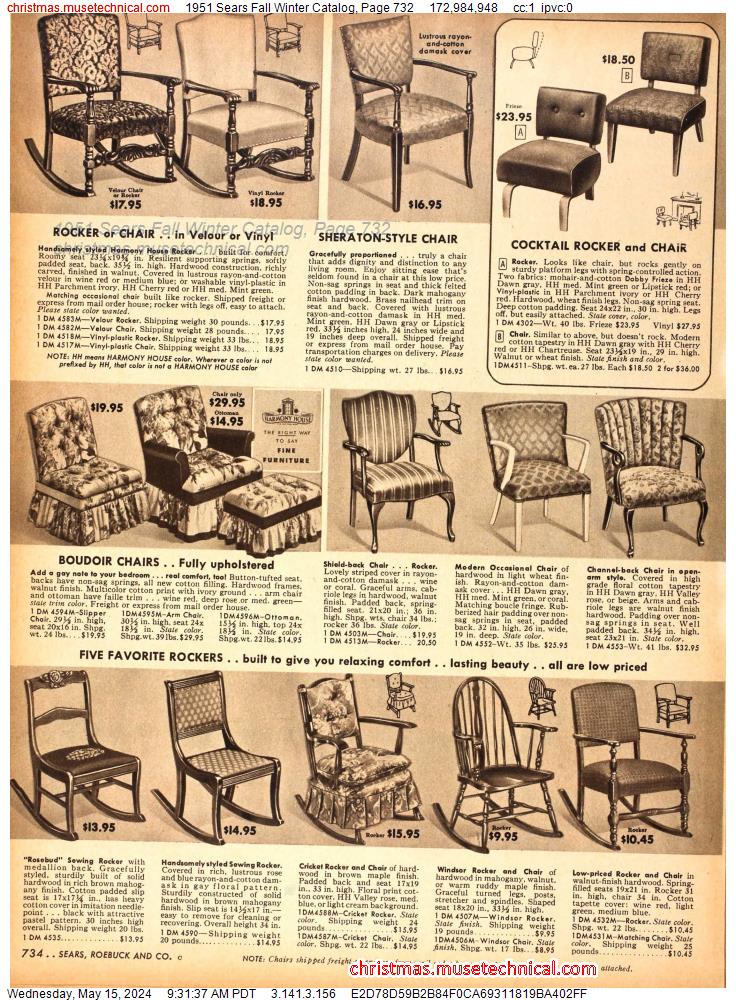 1951 Sears Fall Winter Catalog, Page 732