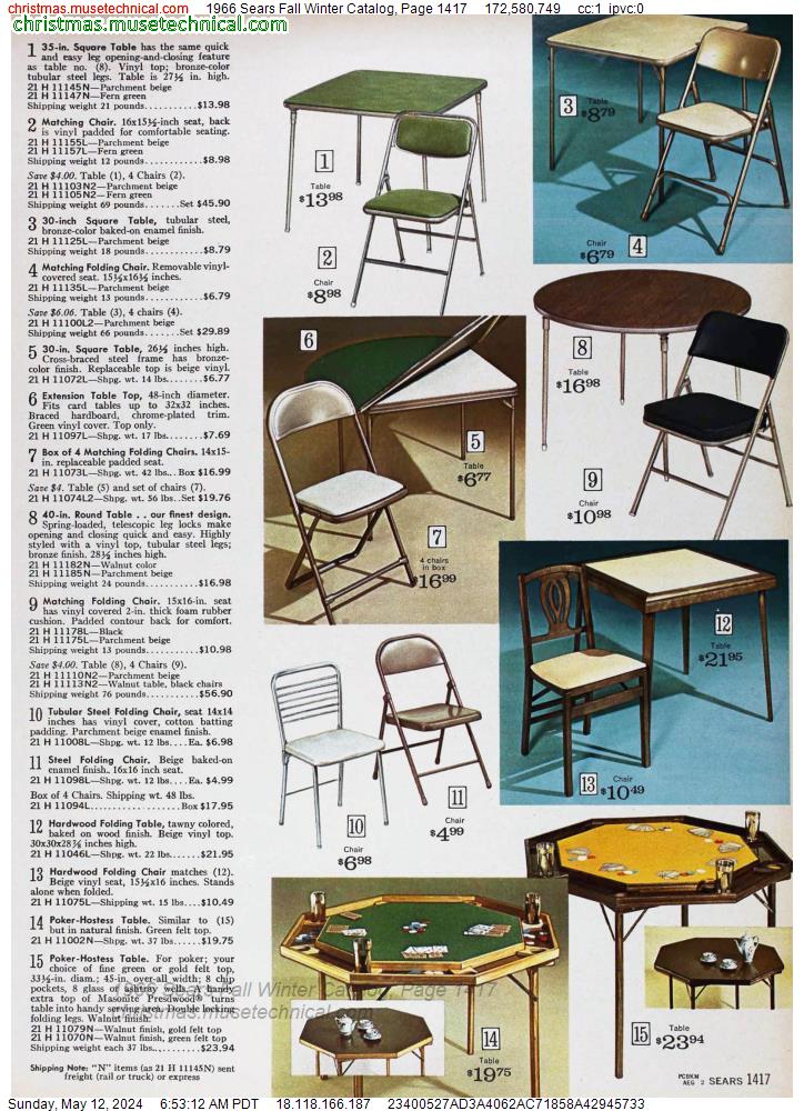 1966 Sears Fall Winter Catalog, Page 1417