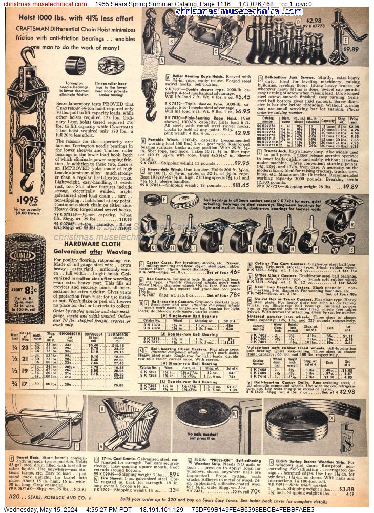 1955 Sears Spring Summer Catalog, Page 1116