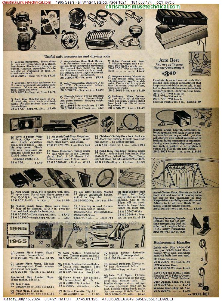 1965 Sears Fall Winter Catalog, Page 1021