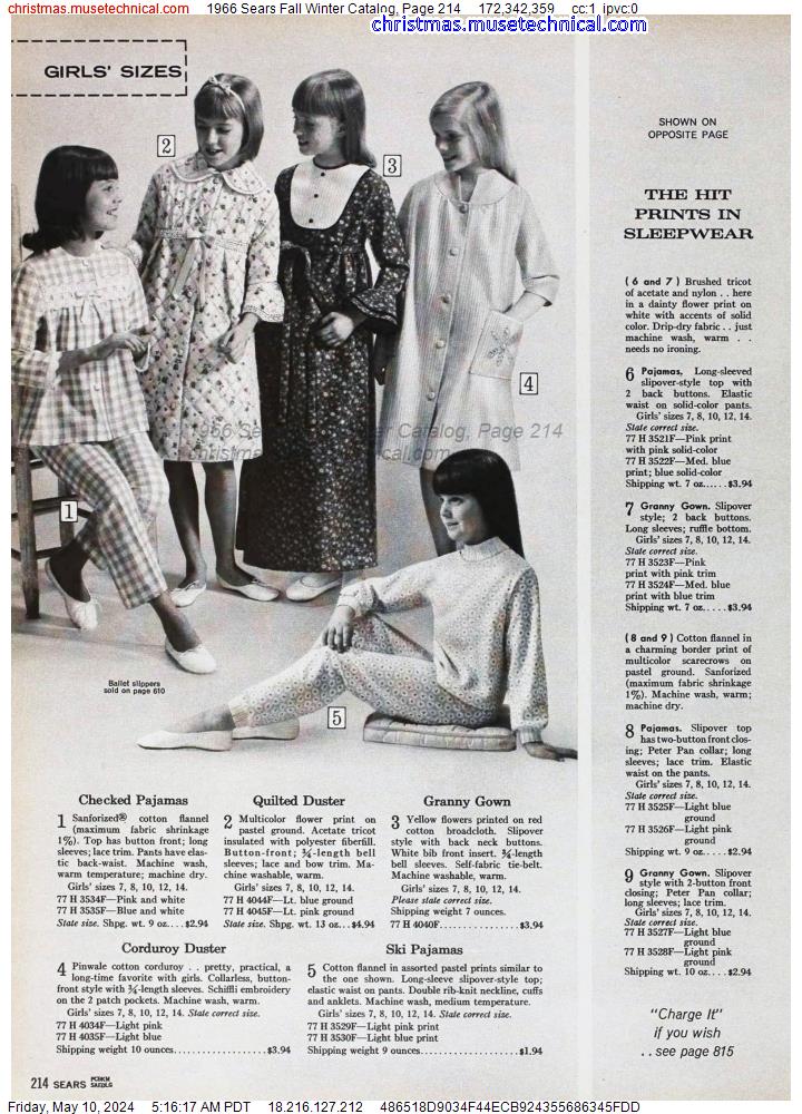 1966 Sears Fall Winter Catalog, Page 214