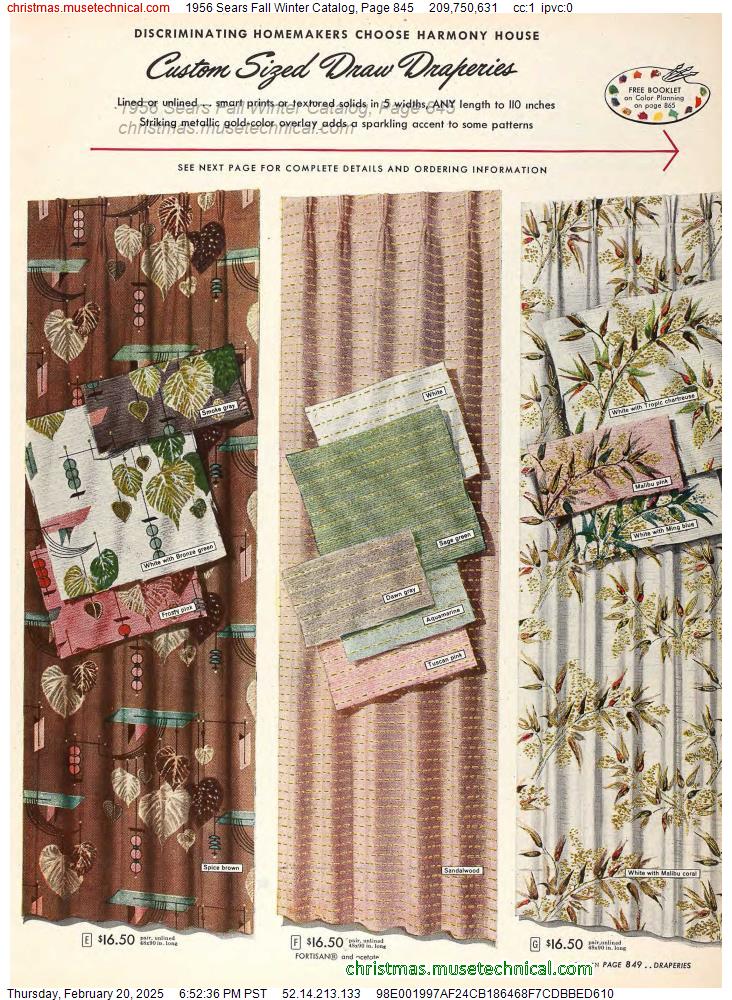 1956 Sears Fall Winter Catalog, Page 845