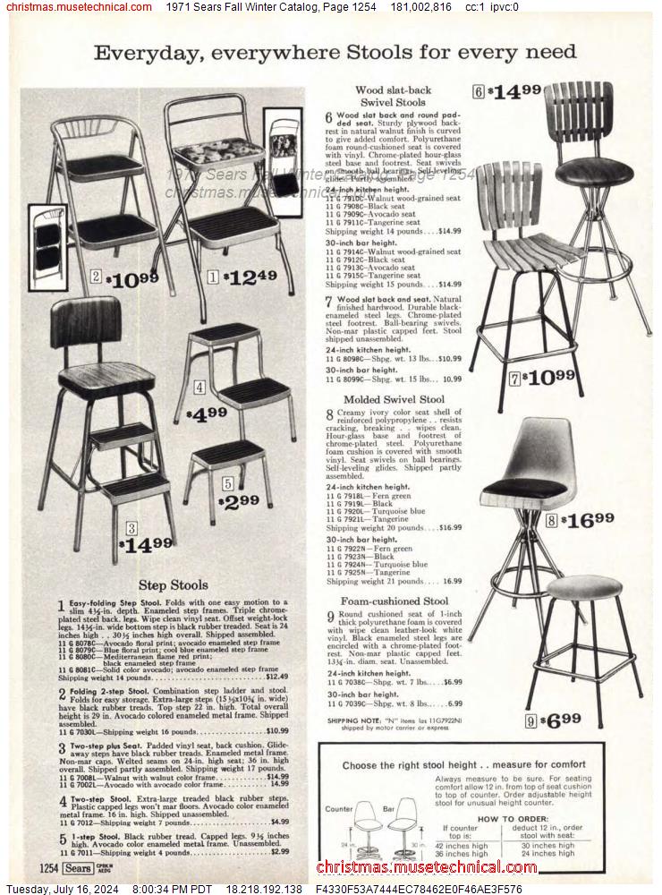 1971 Sears Fall Winter Catalog, Page 1254