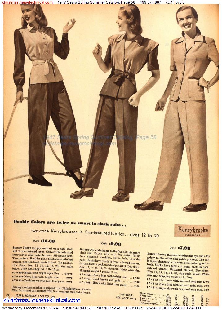 1947 Sears Spring Summer Catalog, Page 58