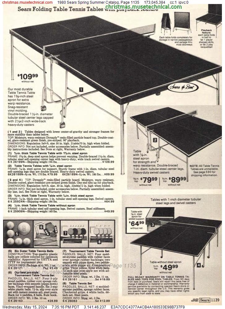 1980 Sears Spring Summer Catalog, Page 1135