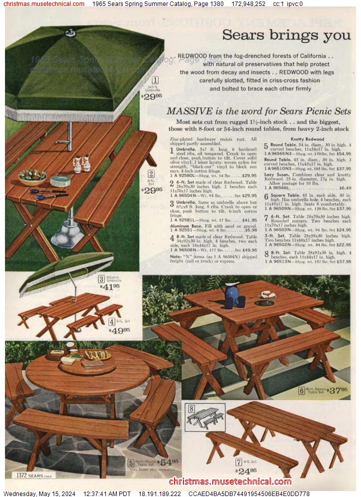 1965 Sears Spring Summer Catalog, Page 1380