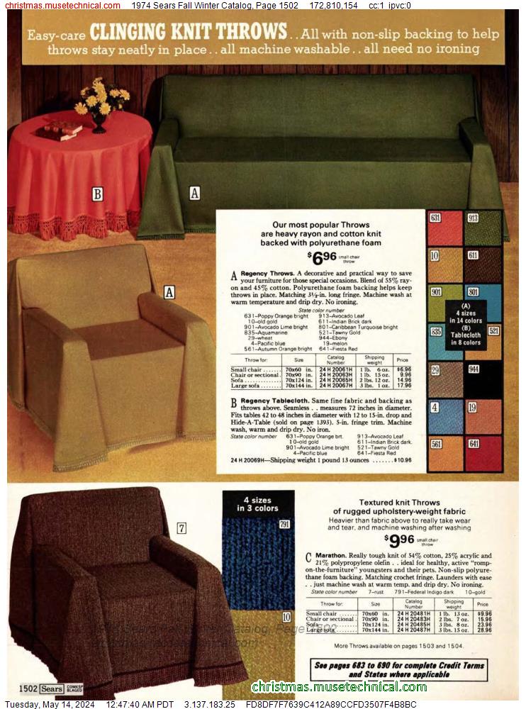 1974 Sears Fall Winter Catalog, Page 1502