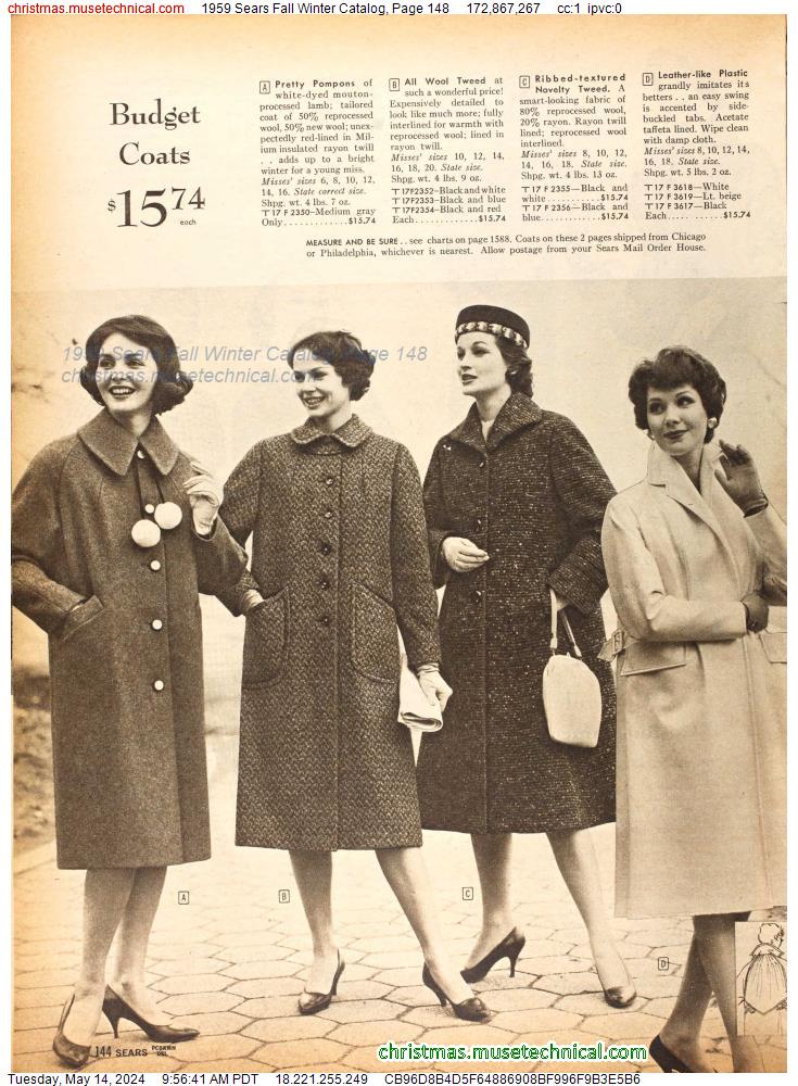 1959 Sears Fall Winter Catalog, Page 148