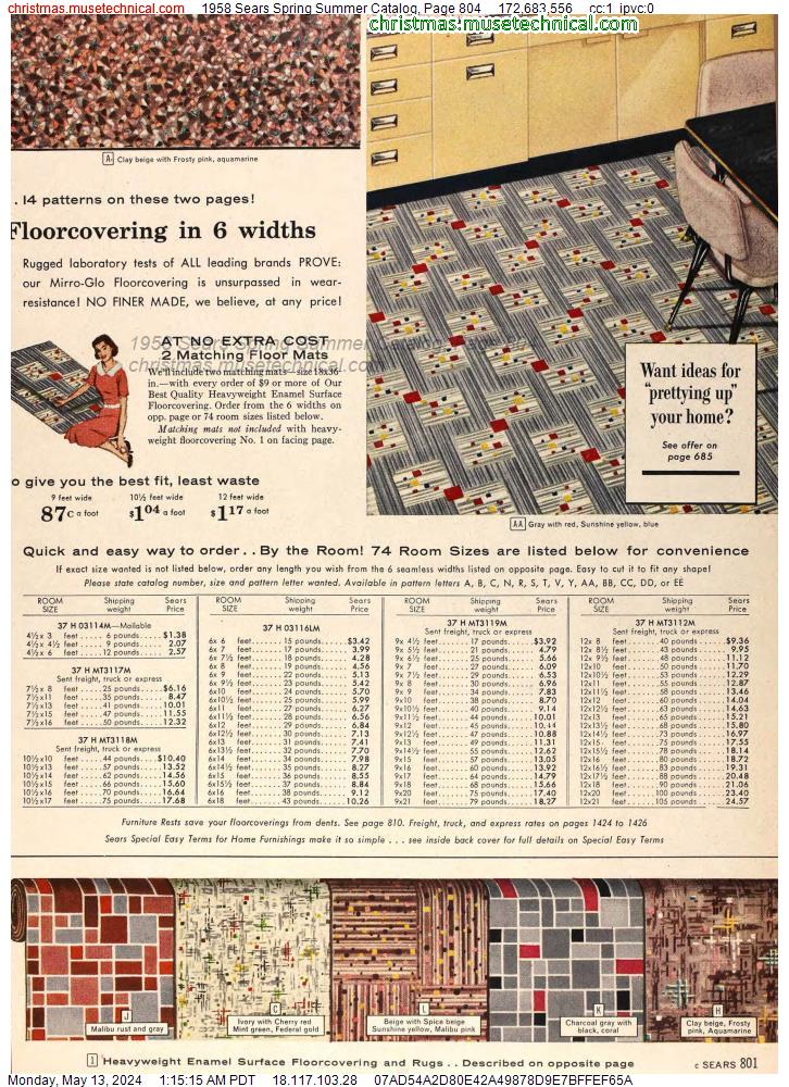 1958 Sears Spring Summer Catalog, Page 804