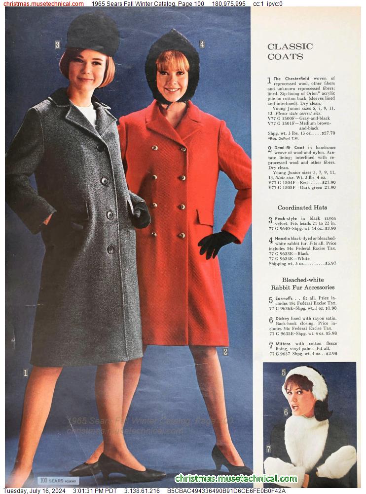 1965 Sears Fall Winter Catalog, Page 100