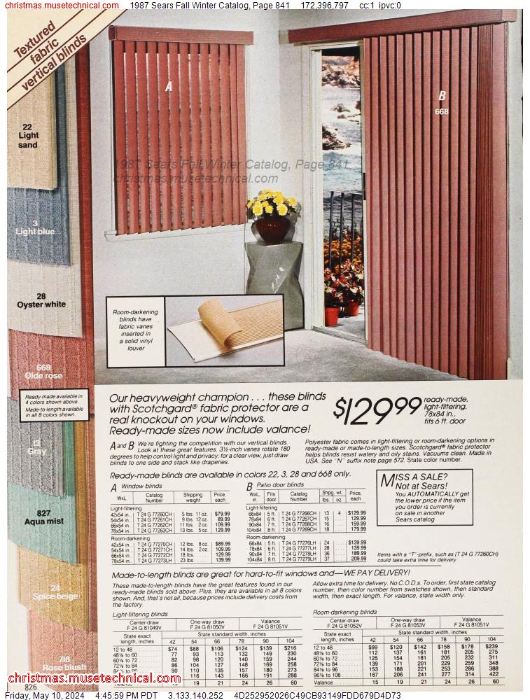 1987 Sears Fall Winter Catalog, Page 841