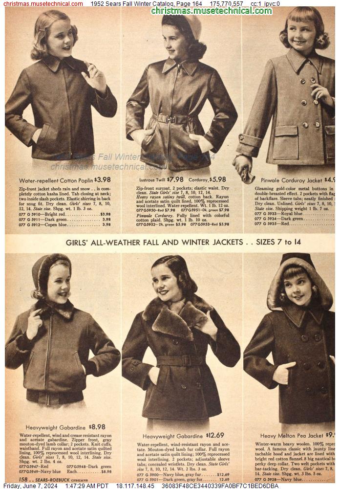 1952 Sears Fall Winter Catalog, Page 164