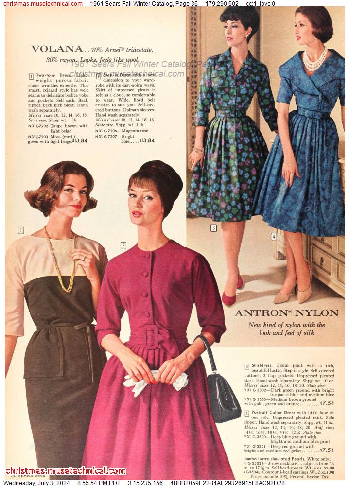 1961 Sears Fall Winter Catalog, Page 36