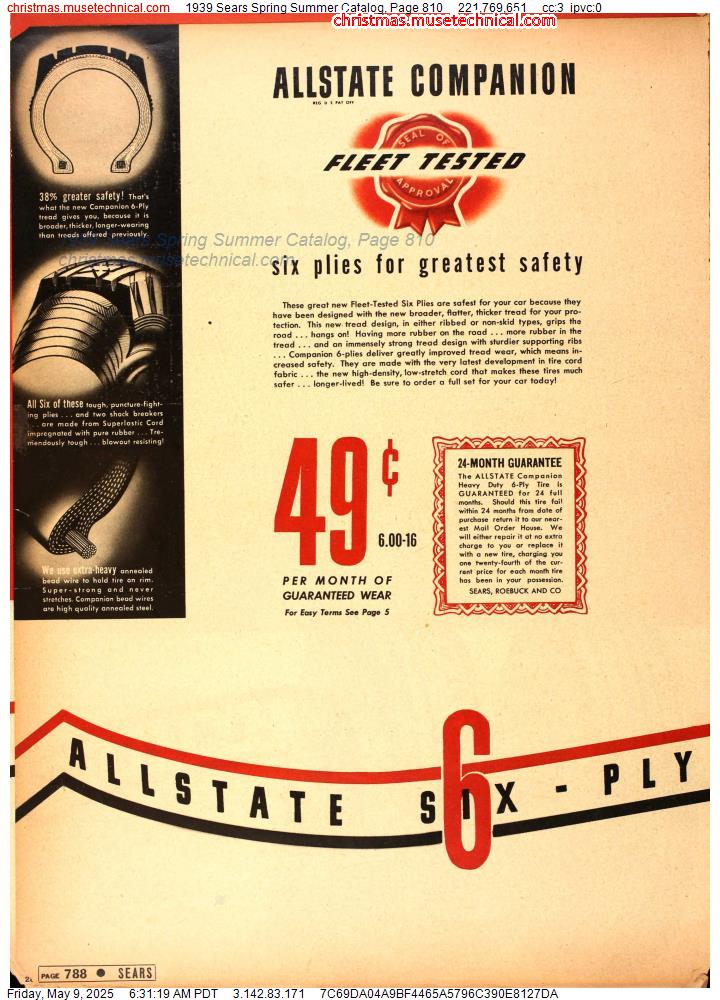 1939 Sears Spring Summer Catalog, Page 810