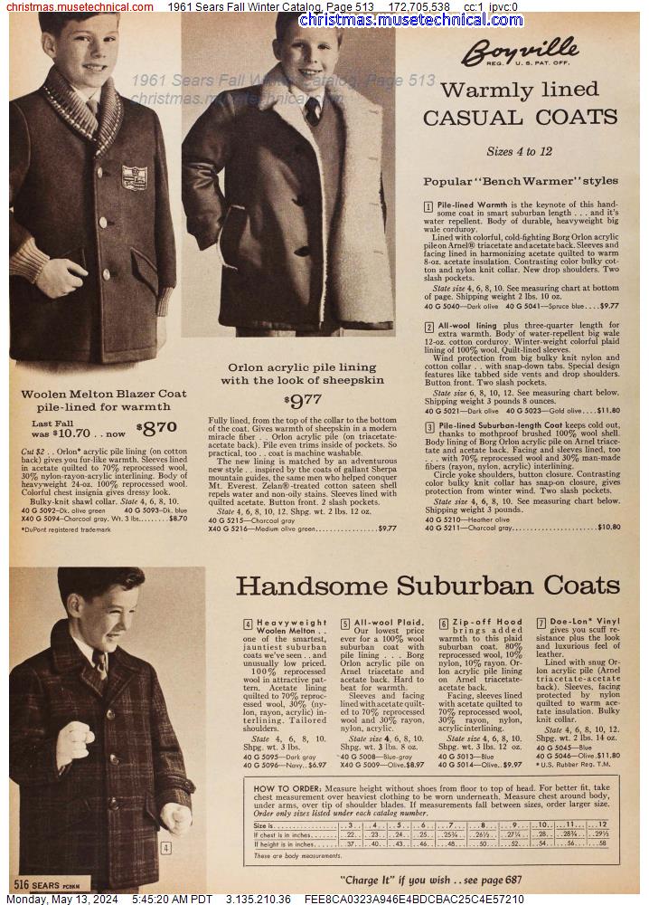 1961 Sears Fall Winter Catalog, Page 513