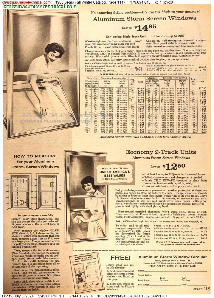1960 Sears Fall Winter Catalog, Page 1117