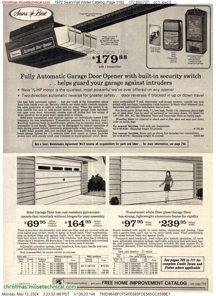 1972 Sears Fall Winter Catalog, Page 1182