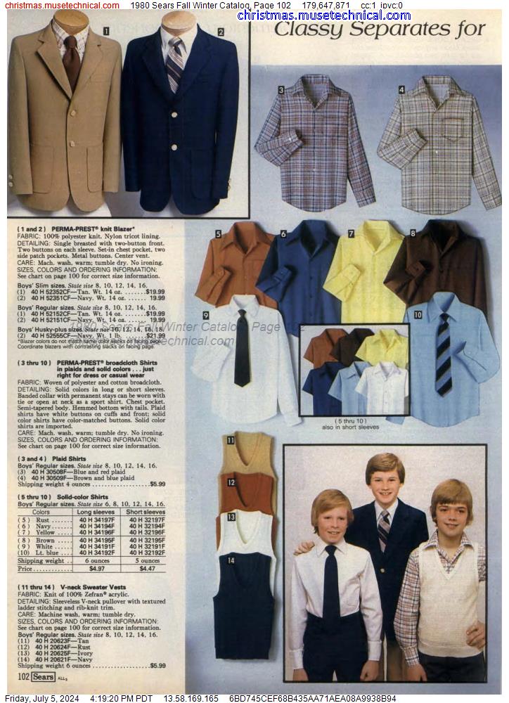 1980 Sears Fall Winter Catalog, Page 102
