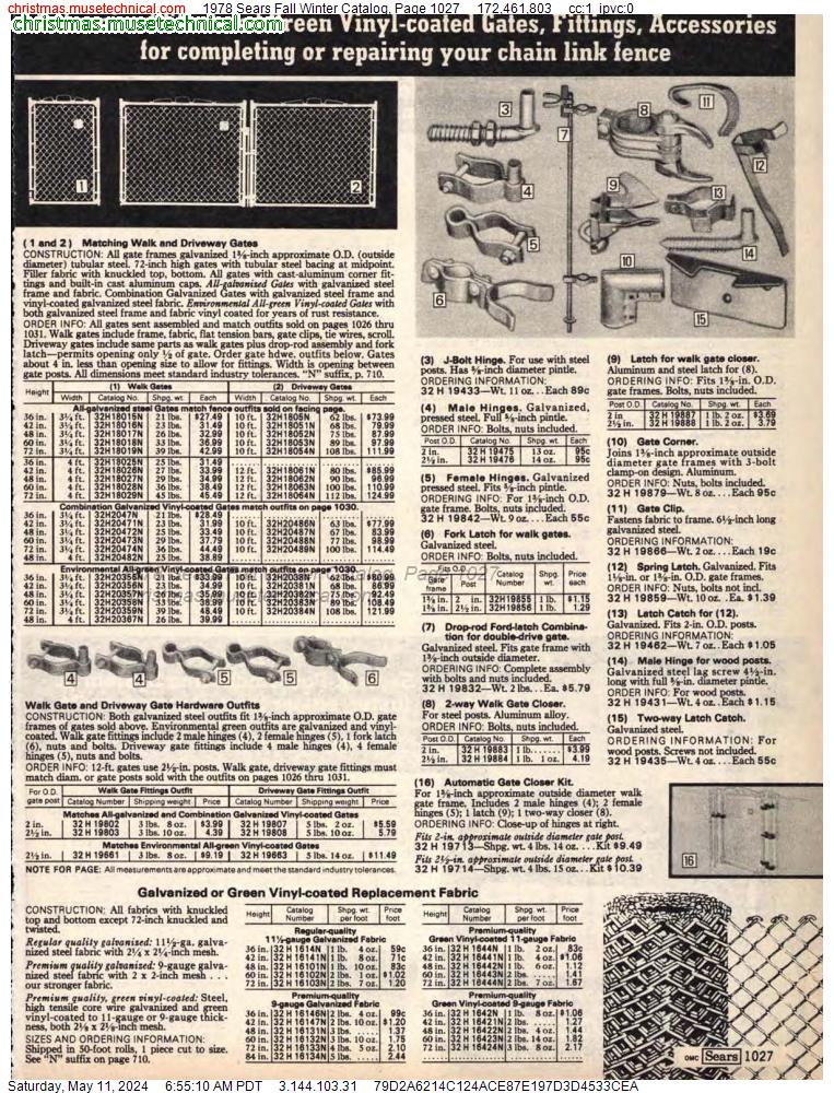 1978 Sears Fall Winter Catalog, Page 1027