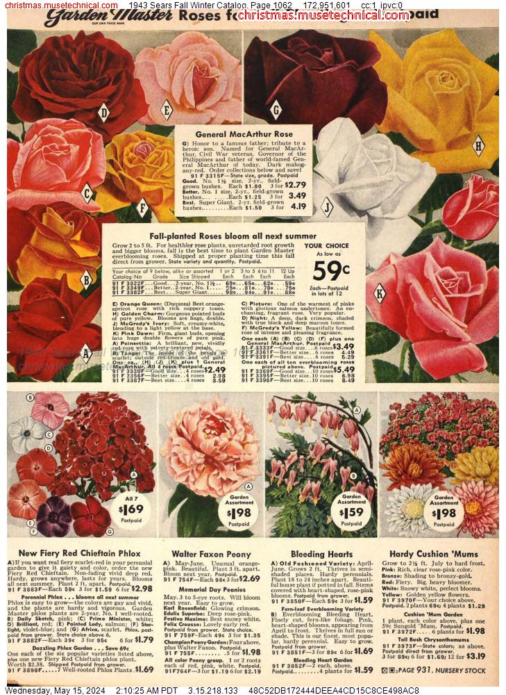 1943 Sears Fall Winter Catalog, Page 1062
