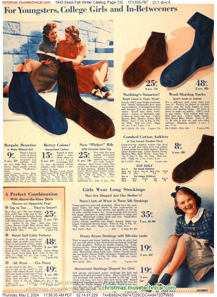 1940 Sears Fall Winter Catalog, Page 132