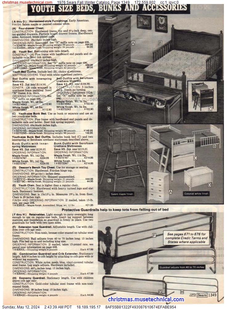 1976 Sears Fall Winter Catalog, Page 1349