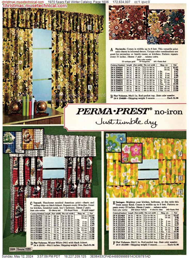 1970 Sears Fall Winter Catalog, Page 1606