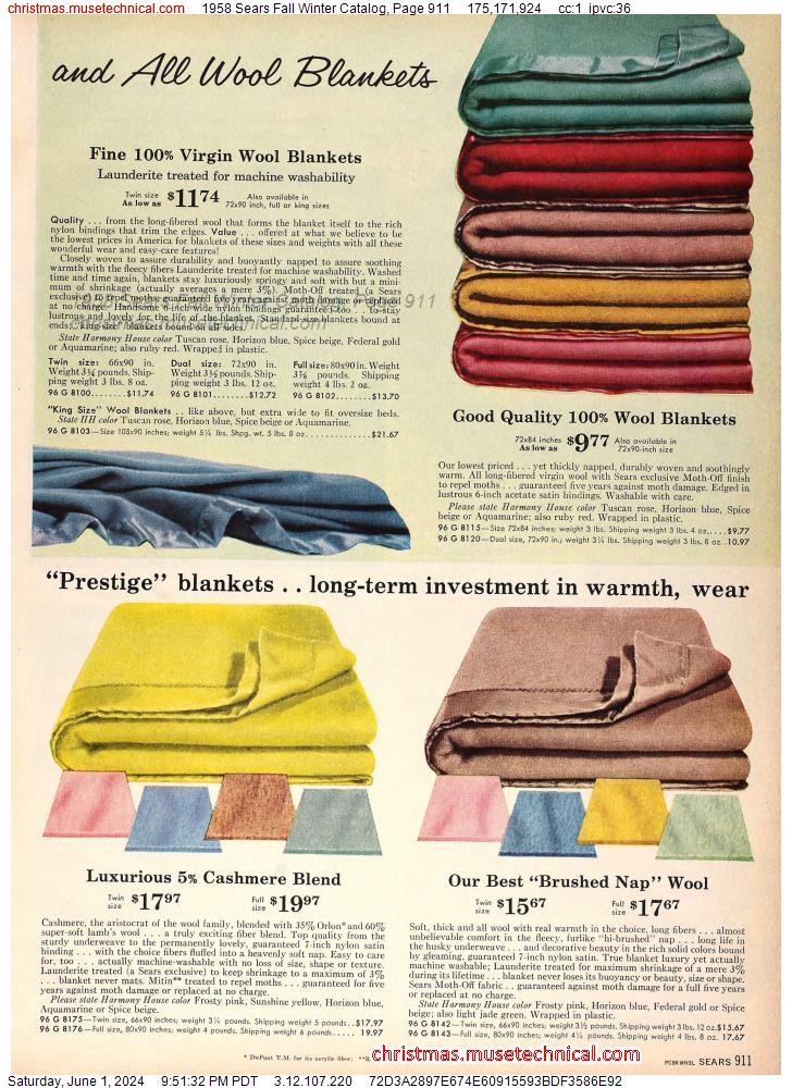 1958 Sears Fall Winter Catalog, Page 911