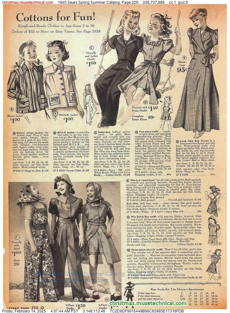 1940 Sears Spring Summer Catalog, Page 229