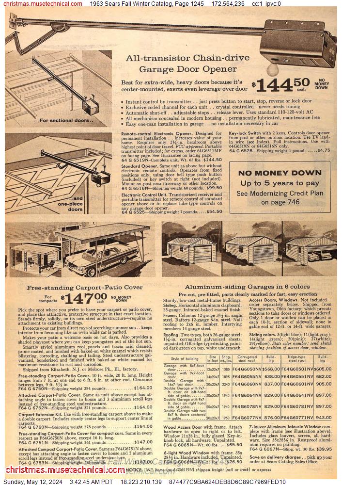 1963 Sears Fall Winter Catalog, Page 1245