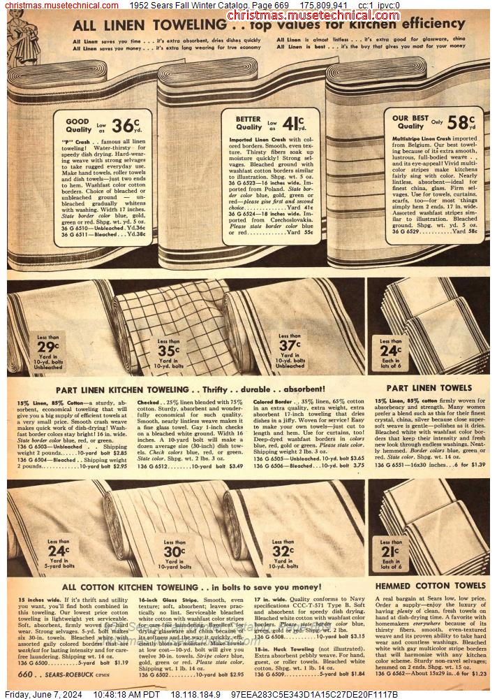 1952 Sears Fall Winter Catalog, Page 669