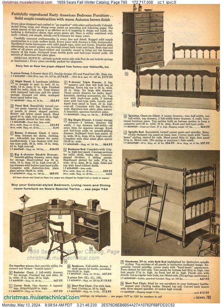 1959 Sears Fall Winter Catalog, Page 785