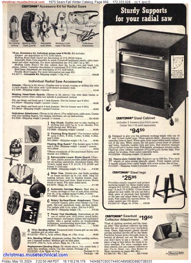 1975 Sears Fall Winter Catalog, Page 889