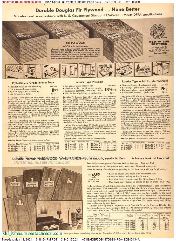 1956 Sears Fall Winter Catalog, Page 1347