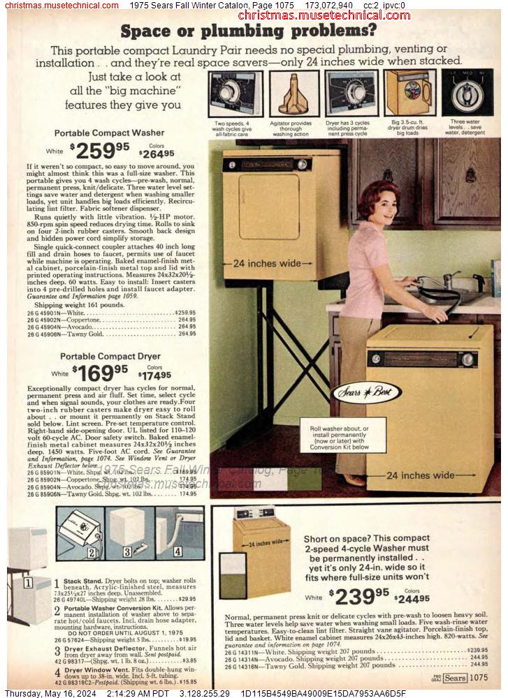 1975 Sears Fall Winter Catalog, Page 1075