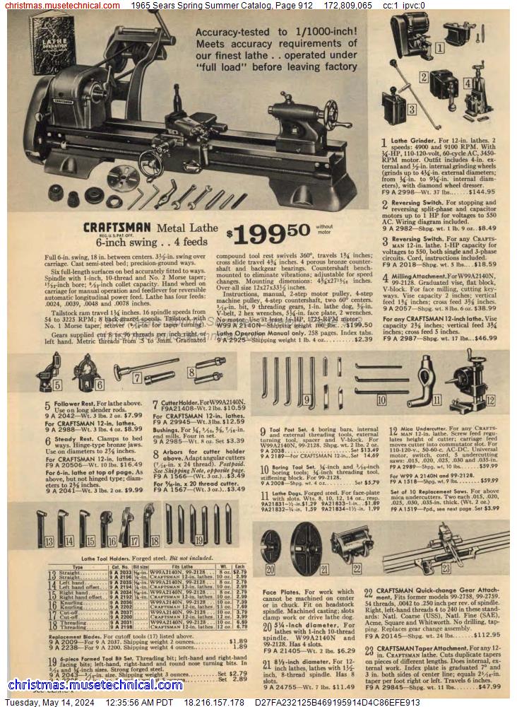 1965 Sears Spring Summer Catalog, Page 912