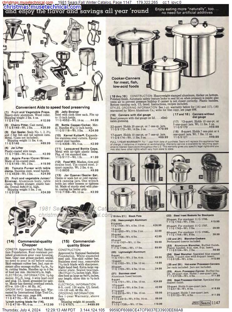 1981 Sears Fall Winter Catalog, Page 1147