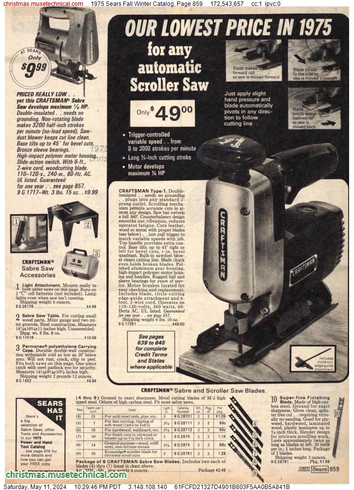 1975 Sears Fall Winter Catalog, Page 859