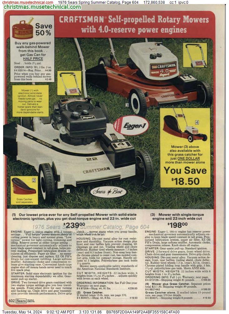 1976 Sears Spring Summer Catalog, Page 604