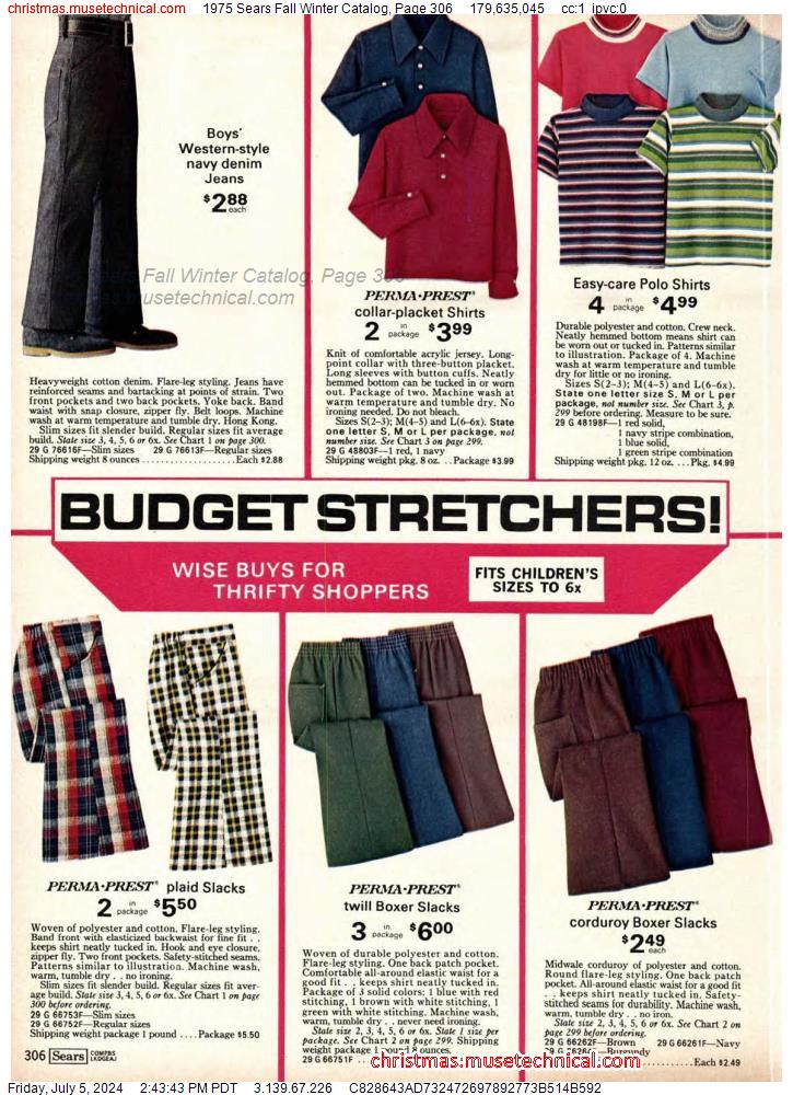 1975 Sears Fall Winter Catalog, Page 306