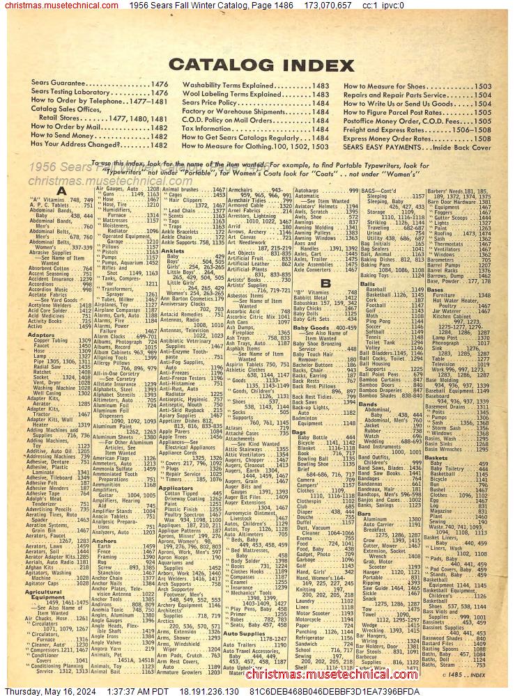 1956 Sears Fall Winter Catalog, Page 1486
