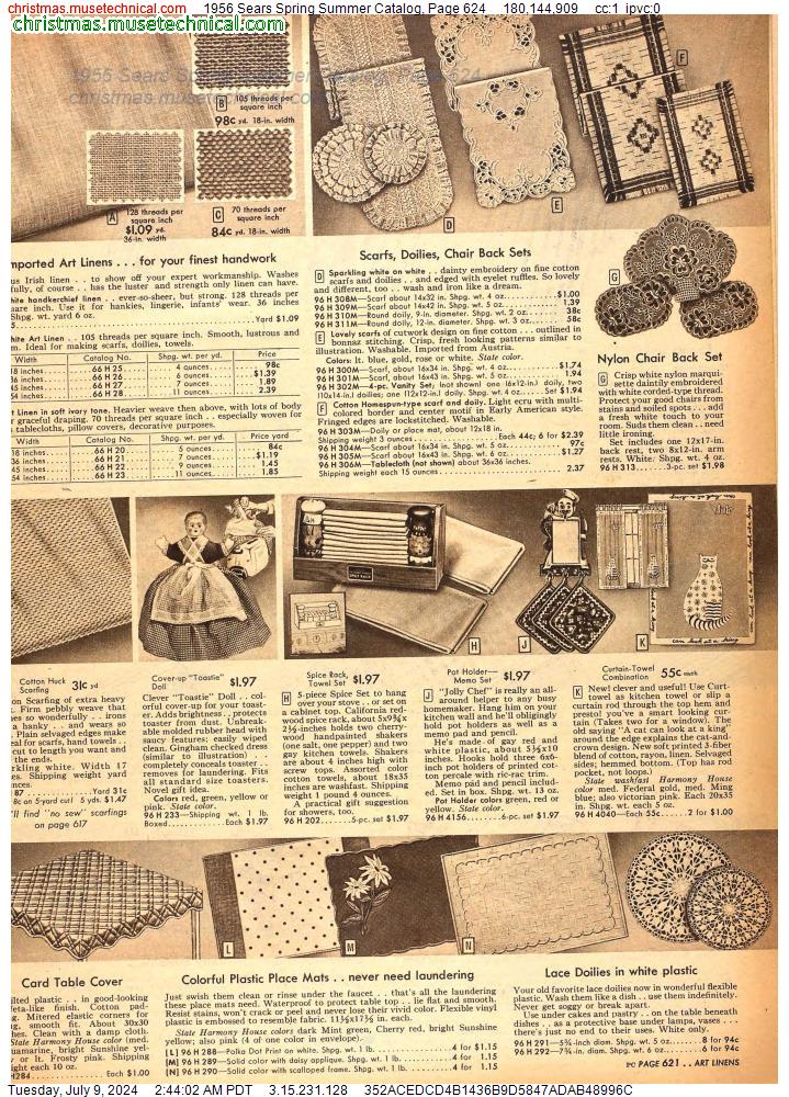 1956 Sears Spring Summer Catalog, Page 624